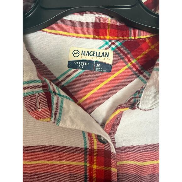 Magellan Outdoors classic Fit M womens button down red yellow white plaid - Picture 3 of 6